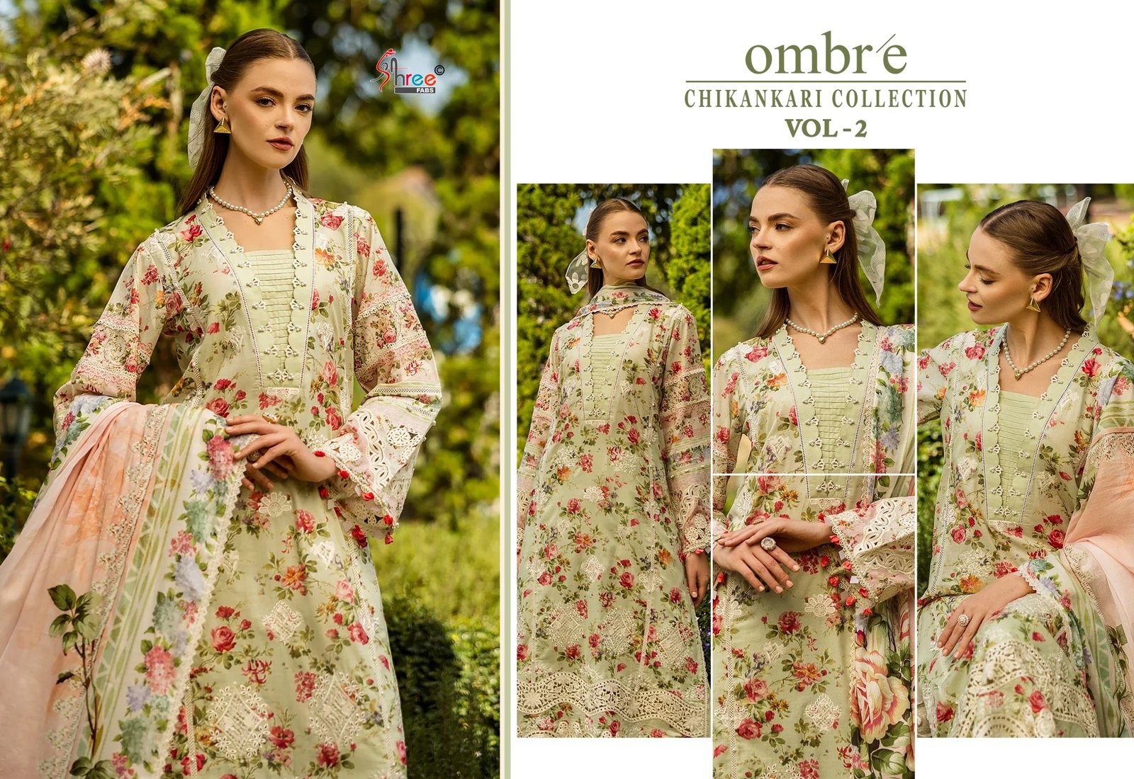 OMBRE CHIKANKARI COLLECTION VOL 2 SHREE (chiffon Dupatta) - Image 11