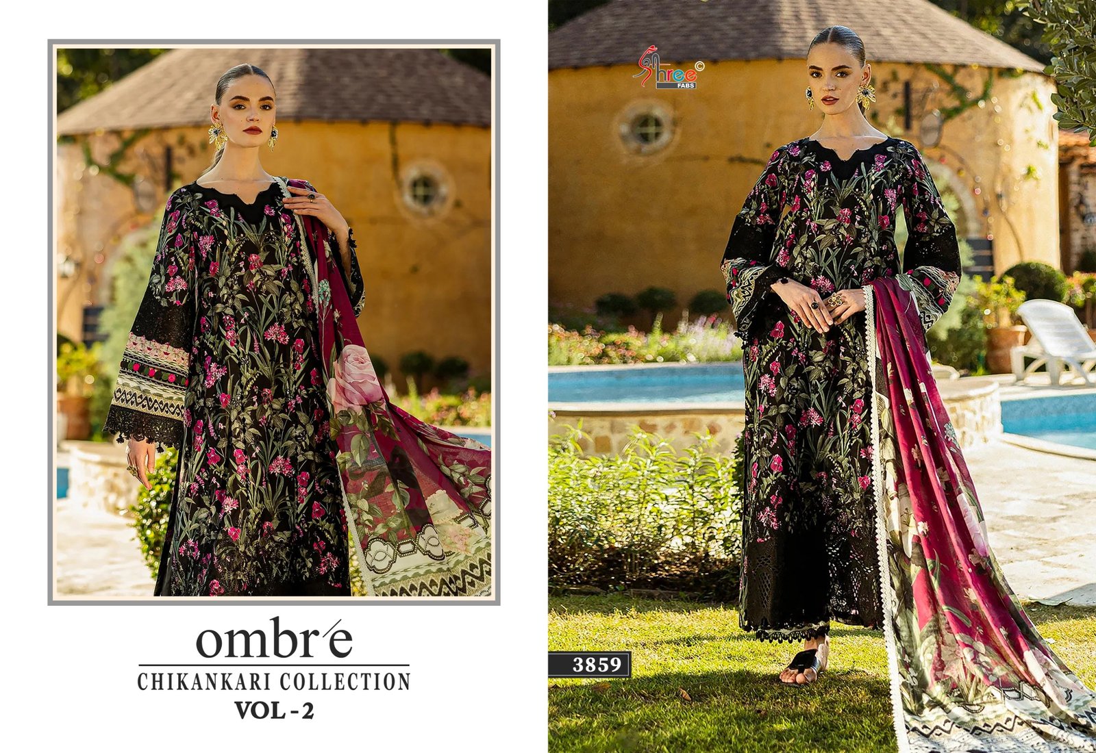 OMBRE CHIKANKARI COLLECTION VOL 2 SHREE (chiffon Dupatta) - Image 13