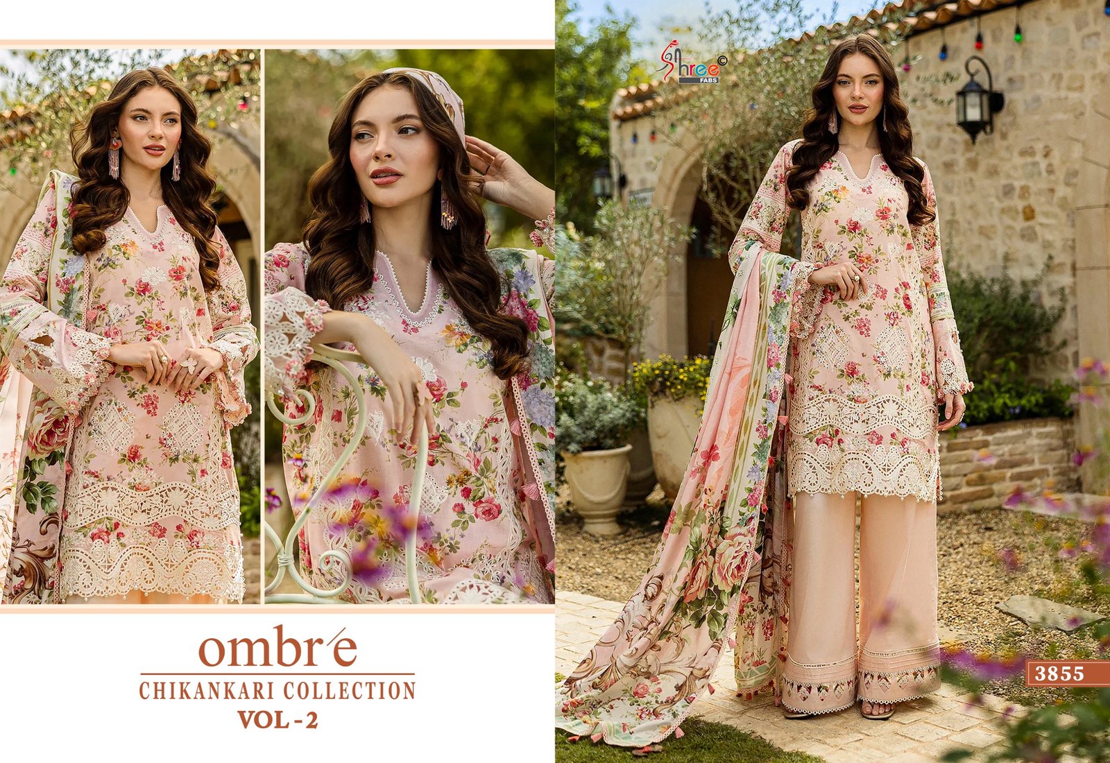 OMBRE CHIKANKARI COLLECTION VOL 2 SHREE (chiffon Dupatta) - Image 16