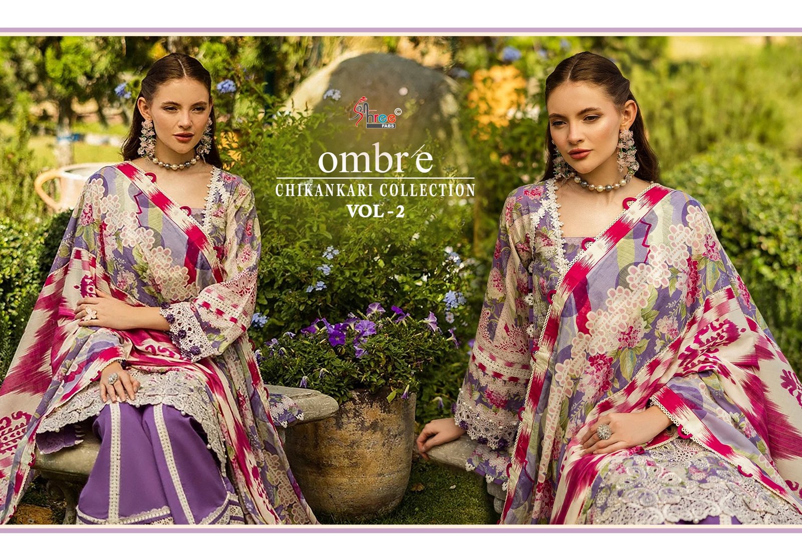 OMBRE CHIKANKARI COLLECTION VOL 2 SHREE (chiffon Dupatta) - Image 17