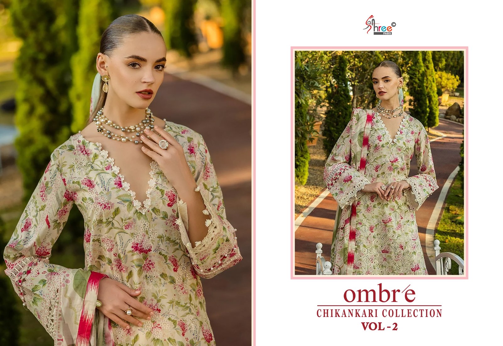 OMBRE CHIKANKARI COLLECTION VOL 2 SHREE (chiffon Dupatta) - Image 4