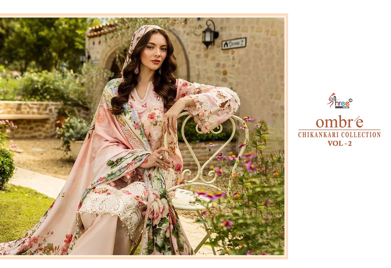 OMBRE CHIKANKARI COLLECTION VOL 2 SHREE (chiffon Dupatta) - Image 5