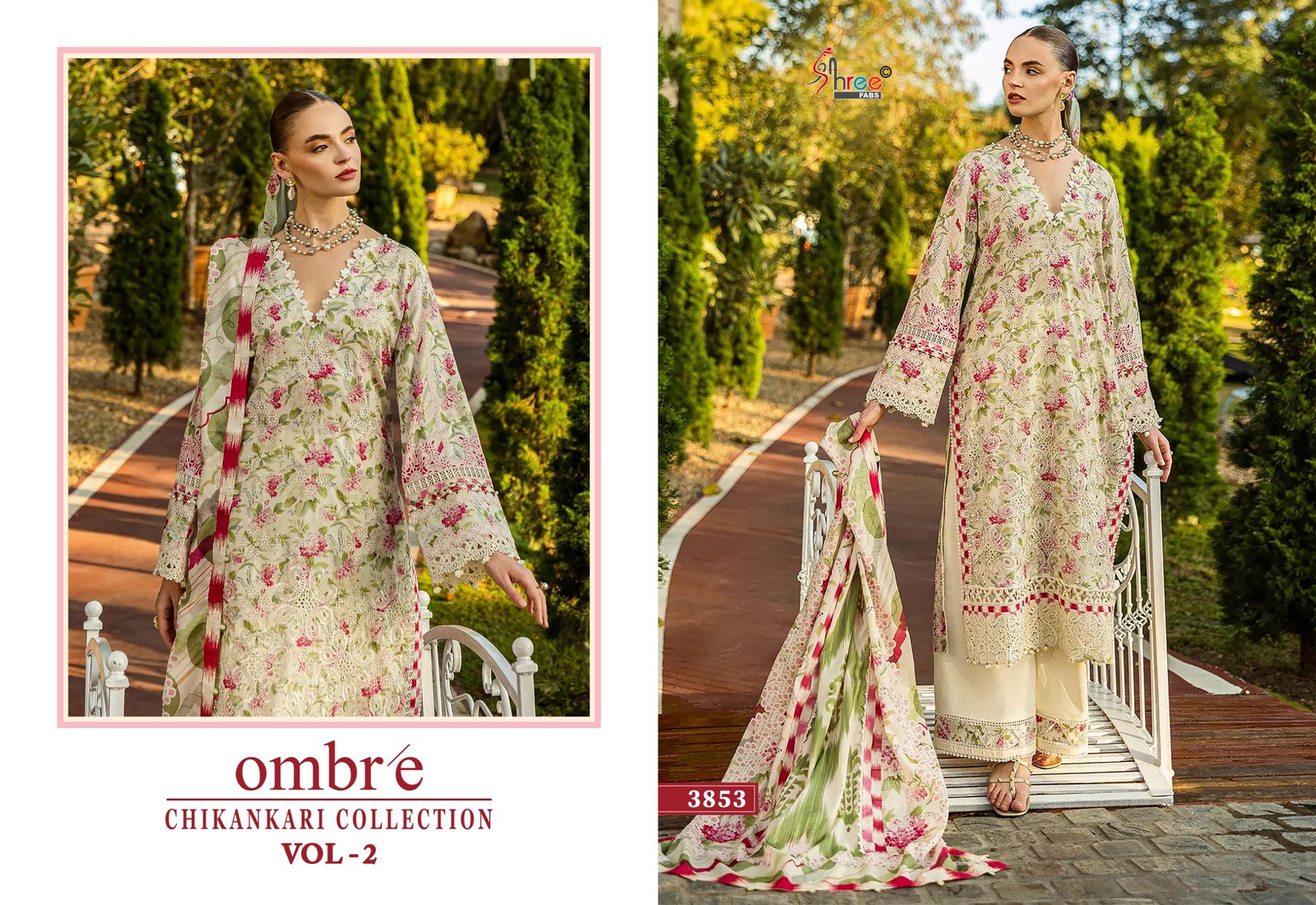 OMBRE CHIKANKARI COLLECTION VOL 2 SHREE (chiffon Dupatta) - Image 20
