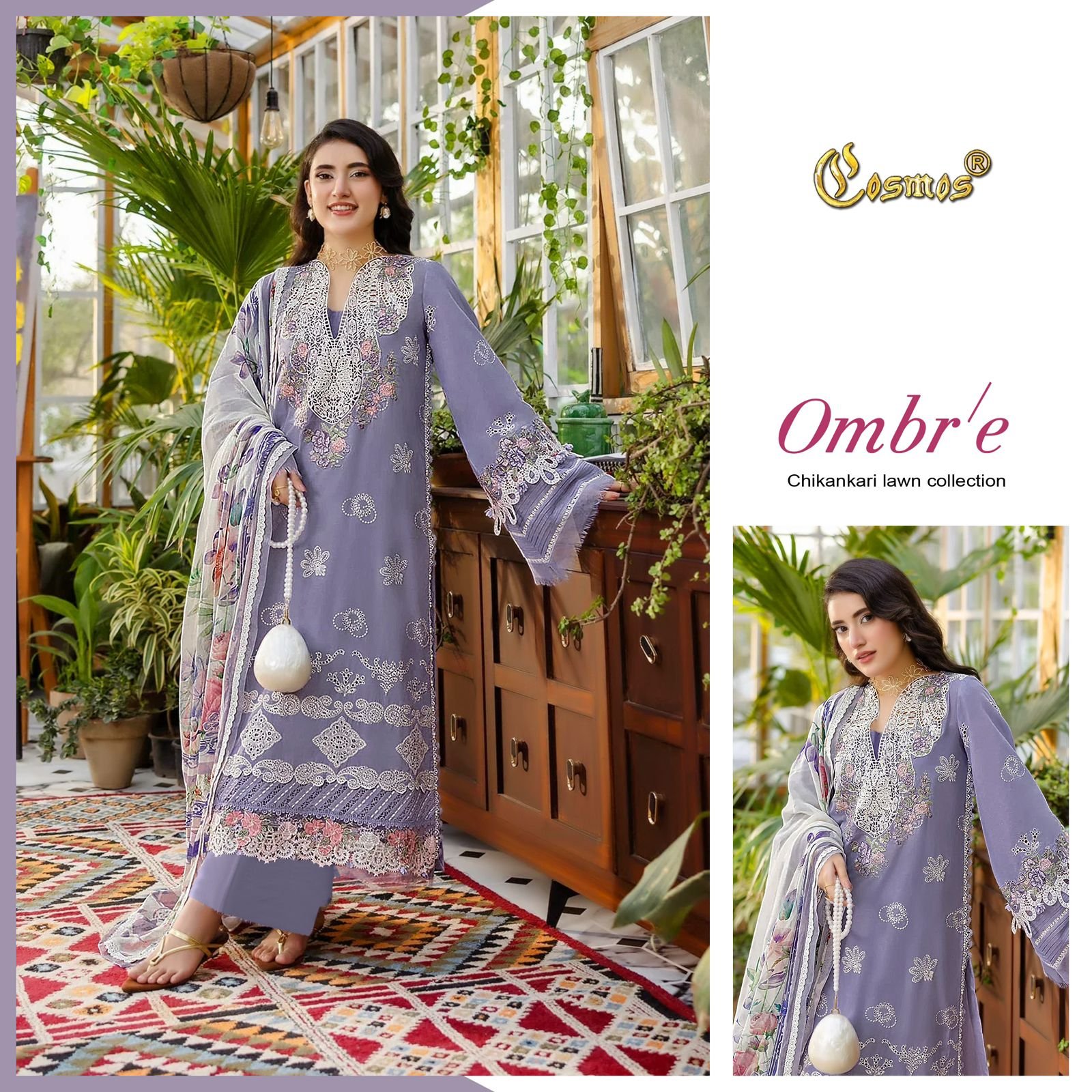 OMBRE CHIKANKARI LAWN COLLECTION COSMOS - Image 3