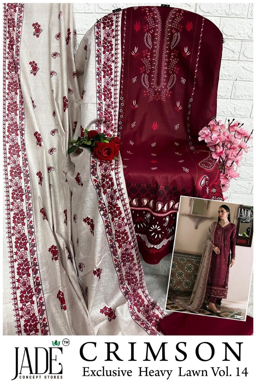 CRIMSON EXCLUSIVE HEAVY LAWN COLLECTION VOL 14 JADE (Cotton Dupatta) - Image 4