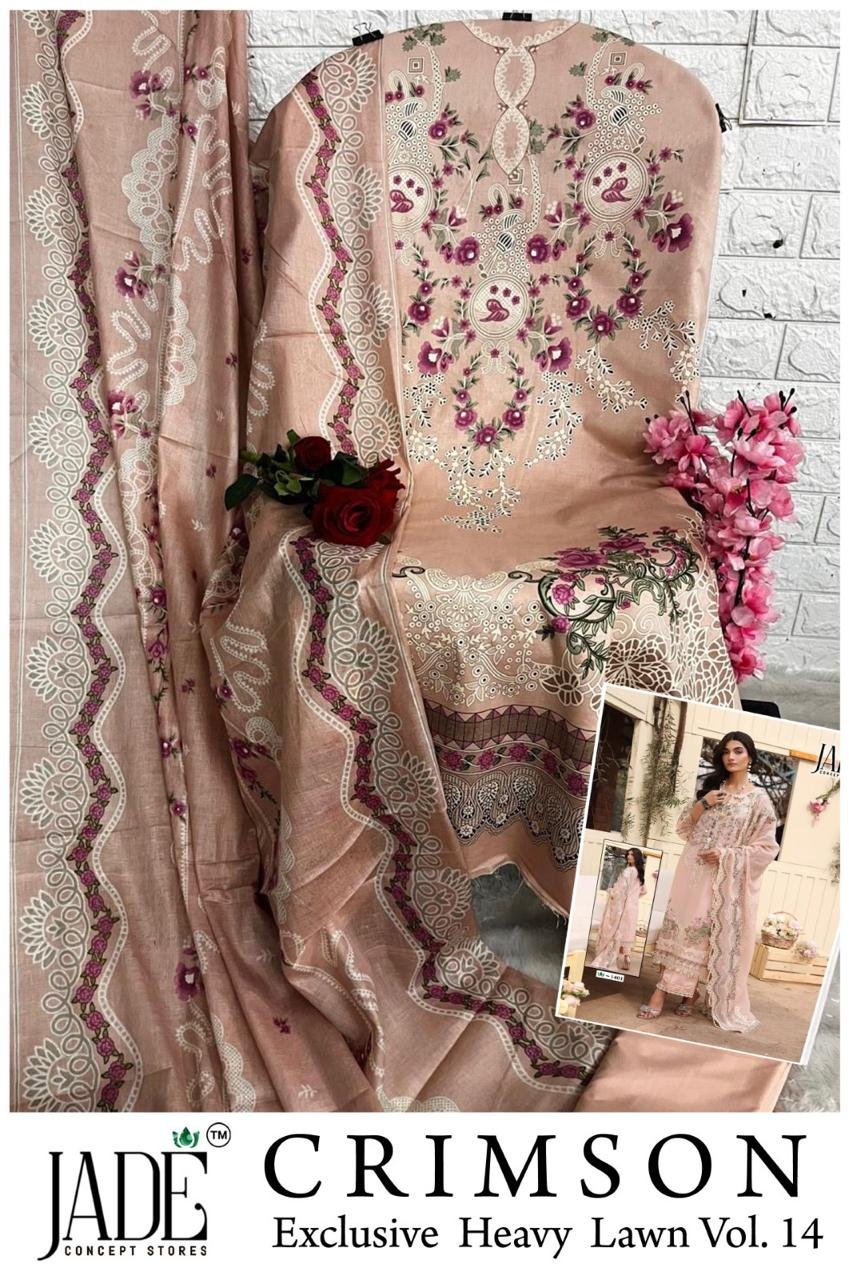 CRIMSON EXCLUSIVE HEAVY LAWN COLLECTION VOL 14 JADE (Cotton Dupatta) - Image 14