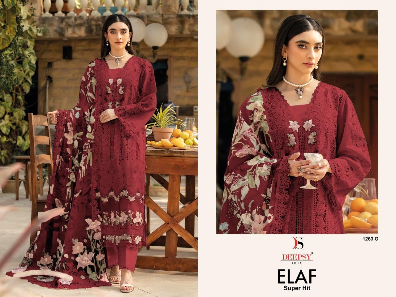 ELAF LUXURY SUPER HIT LAWN DEEPSY SUITS 1263 DARK CHART (Kota Dupatta) (Copy) - Image 3