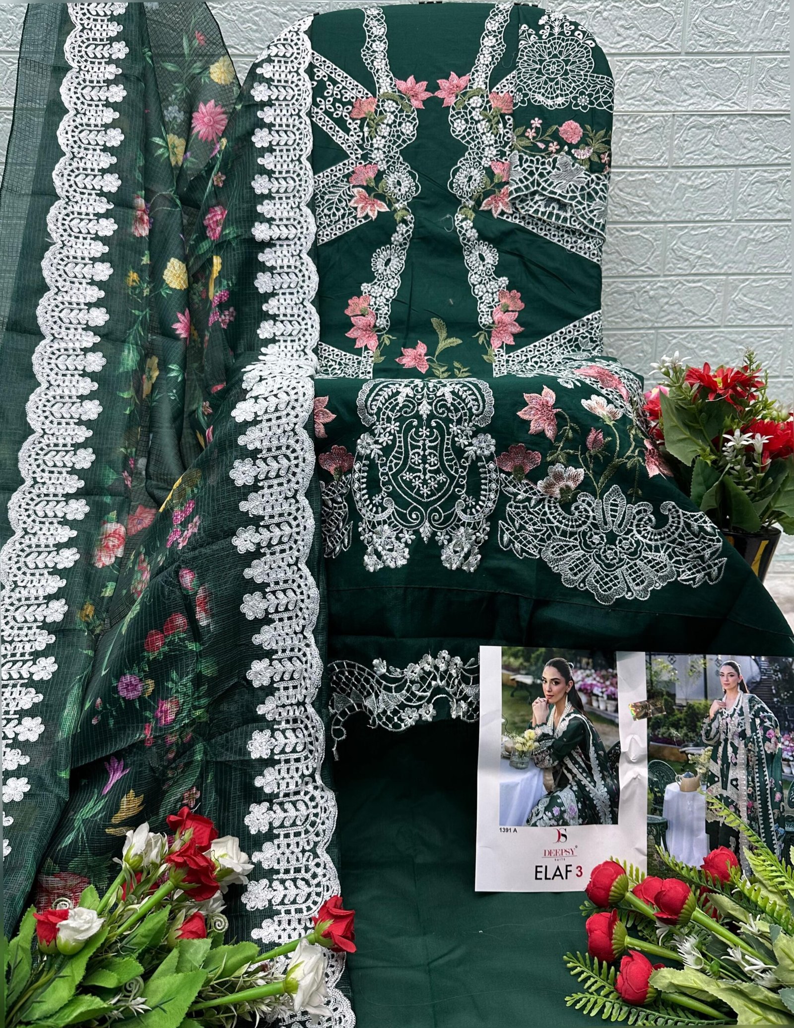 ELAF LUXURY SUPER HIT LAWN DEEPSY SUITS 1391 (Kota Dupatta)