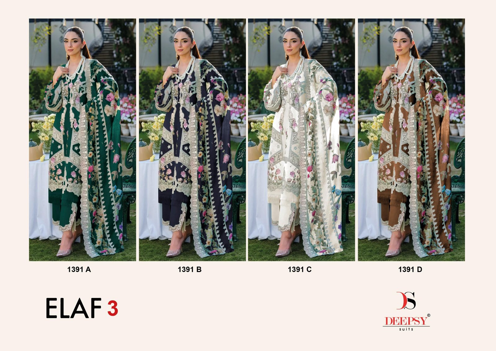 ELAF LUXURY SUPER HIT LAWN DEEPSY SUITS 1391 (Kota Dupatta) - Image 4