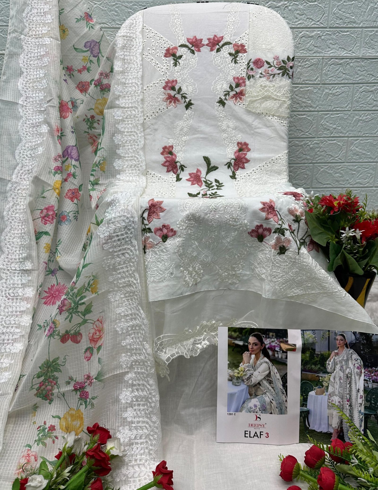ELAF LUXURY SUPER HIT LAWN DEEPSY SUITS 1391 (Kota Dupatta) - Image 5