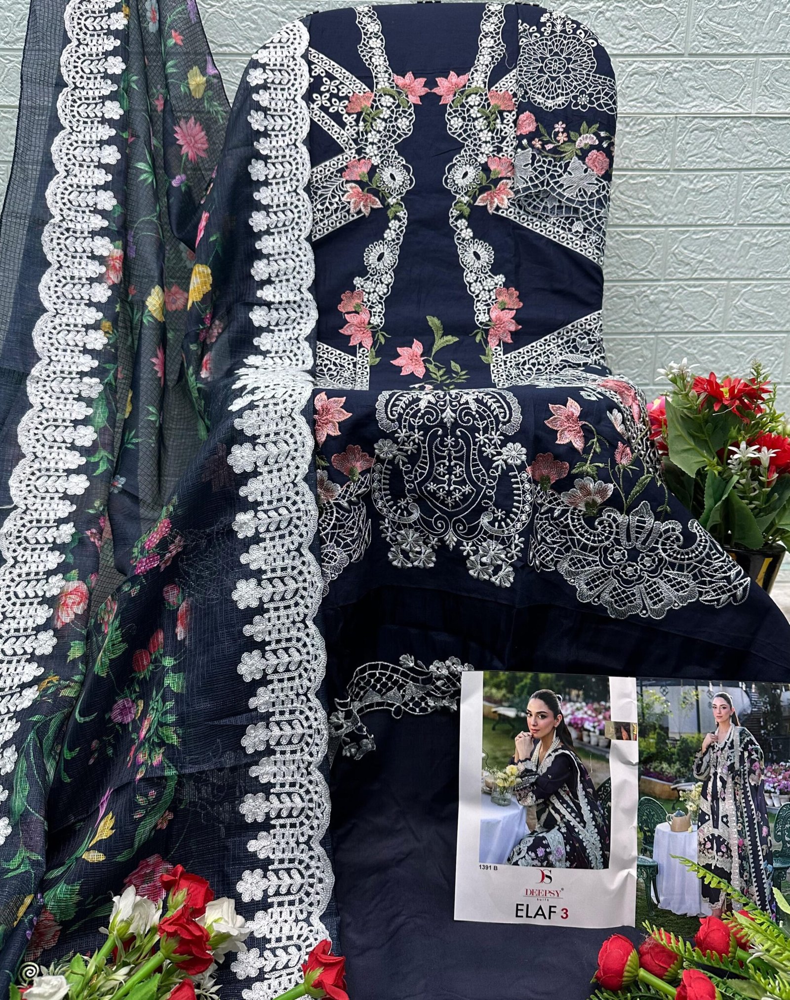 ELAF LUXURY SUPER HIT LAWN DEEPSY SUITS 1391 (Kota Dupatta) - Image 6