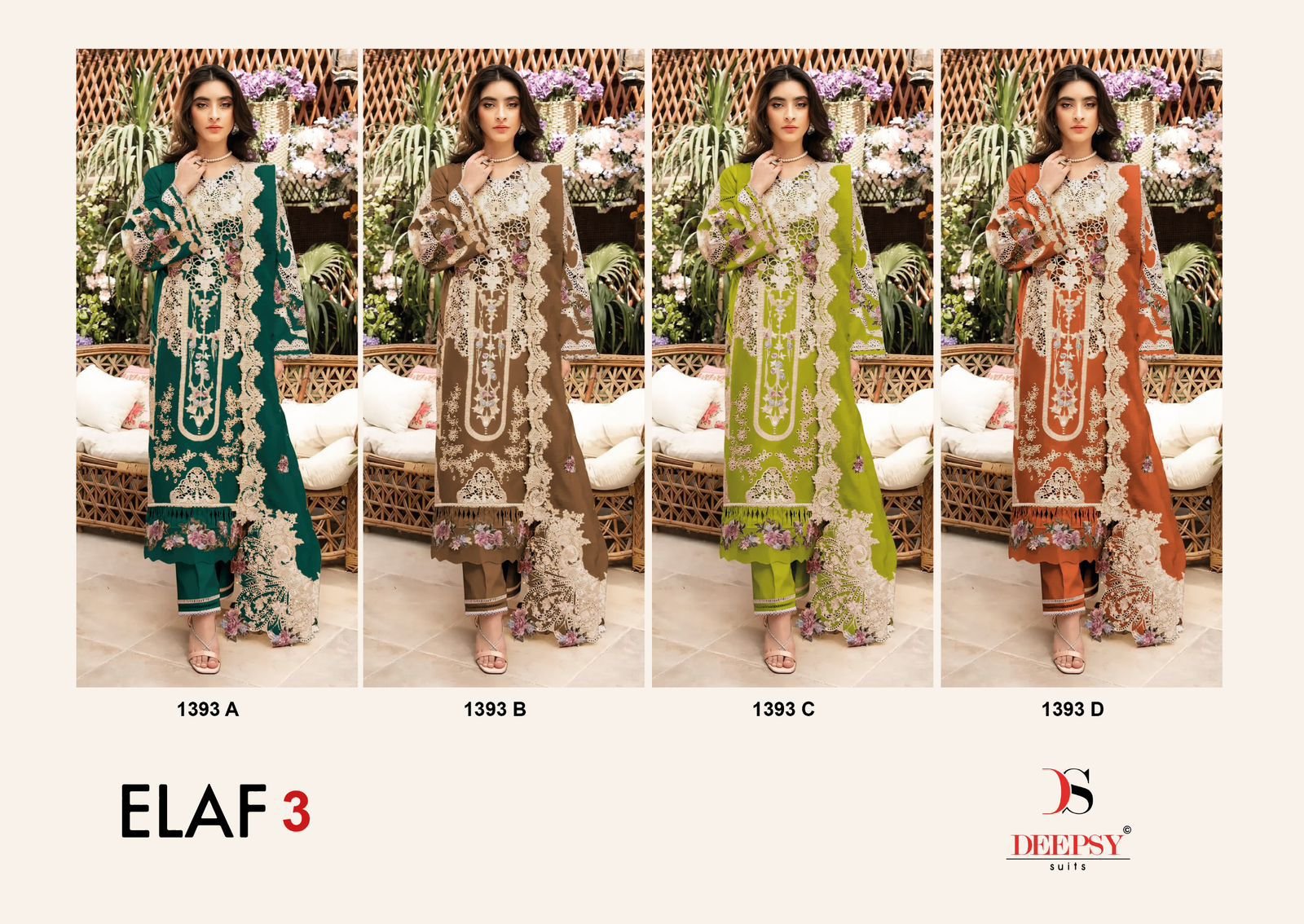 ELAF LUXURY SUPER HIT LAWN DEEPSY SUITS 1393 (Kota Dupatta) - Image 4