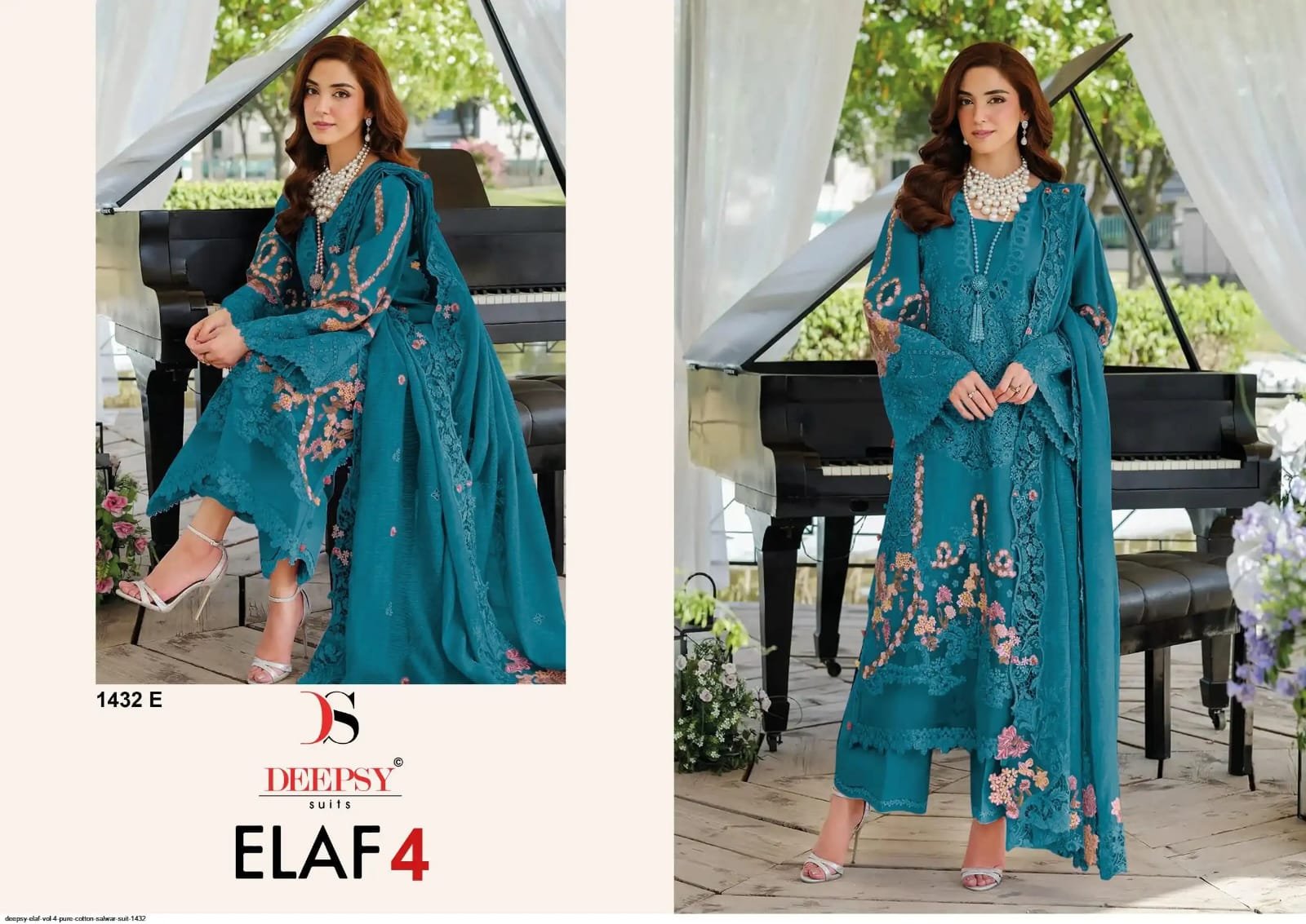 ELAF LUXURY SUPER HIT LAWN DEEPSY SUITS 1432 NEW COLOUR (Kota Dupatta) - Image 3