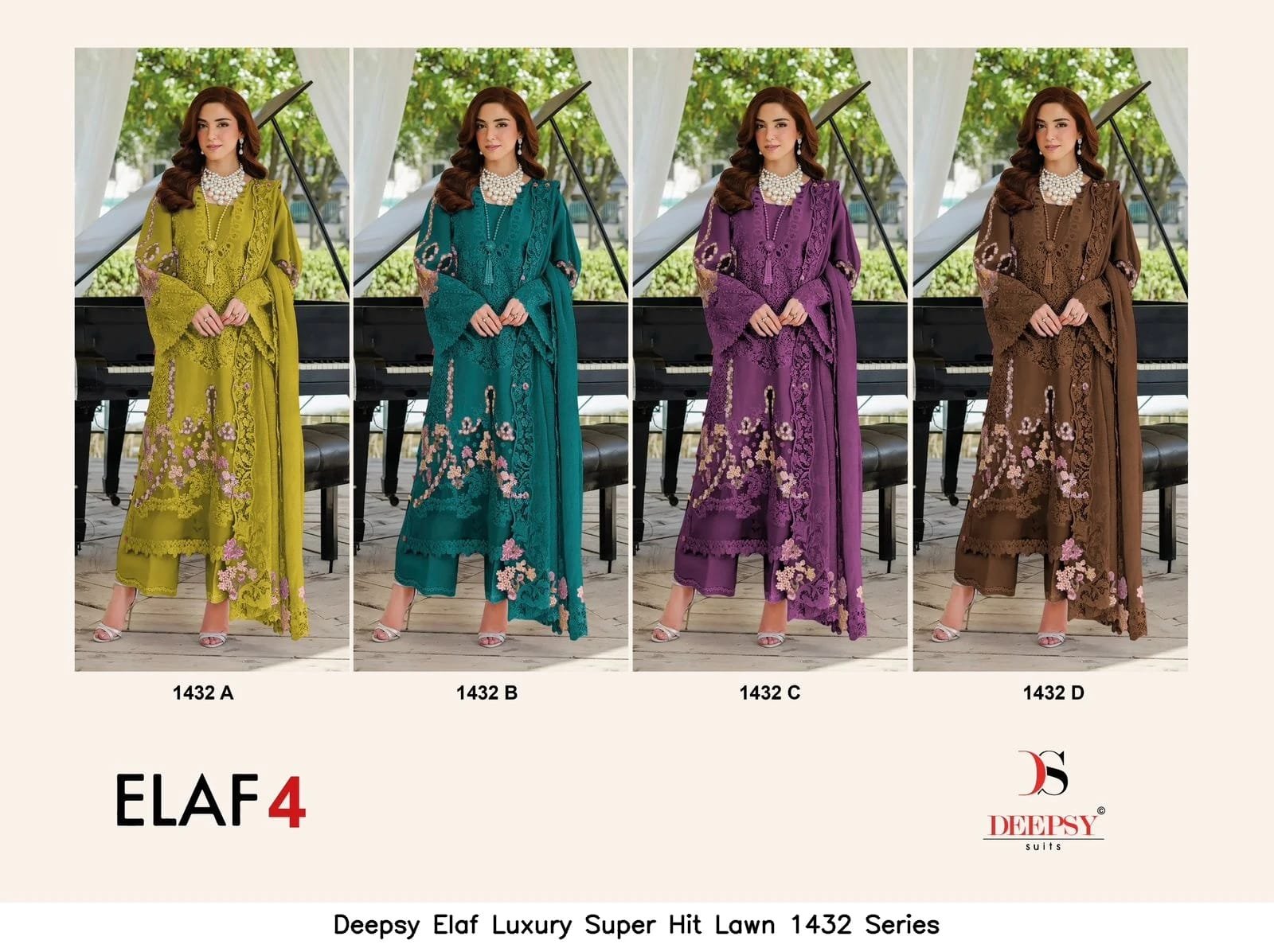 ELAF LUXURY SUPER HIT LAWN DEEPSY SUITS 1432 NEW COLOUR (Kota Dupatta) - Image 5