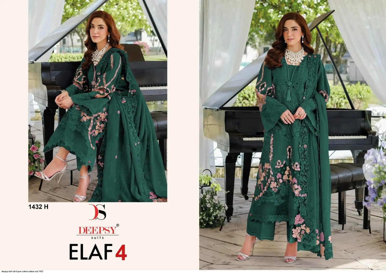 ELAF LUXURY SUPER HIT LAWN DEEPSY SUITS 1432 NEW COLOUR (Kota Dupatta) - Image 6