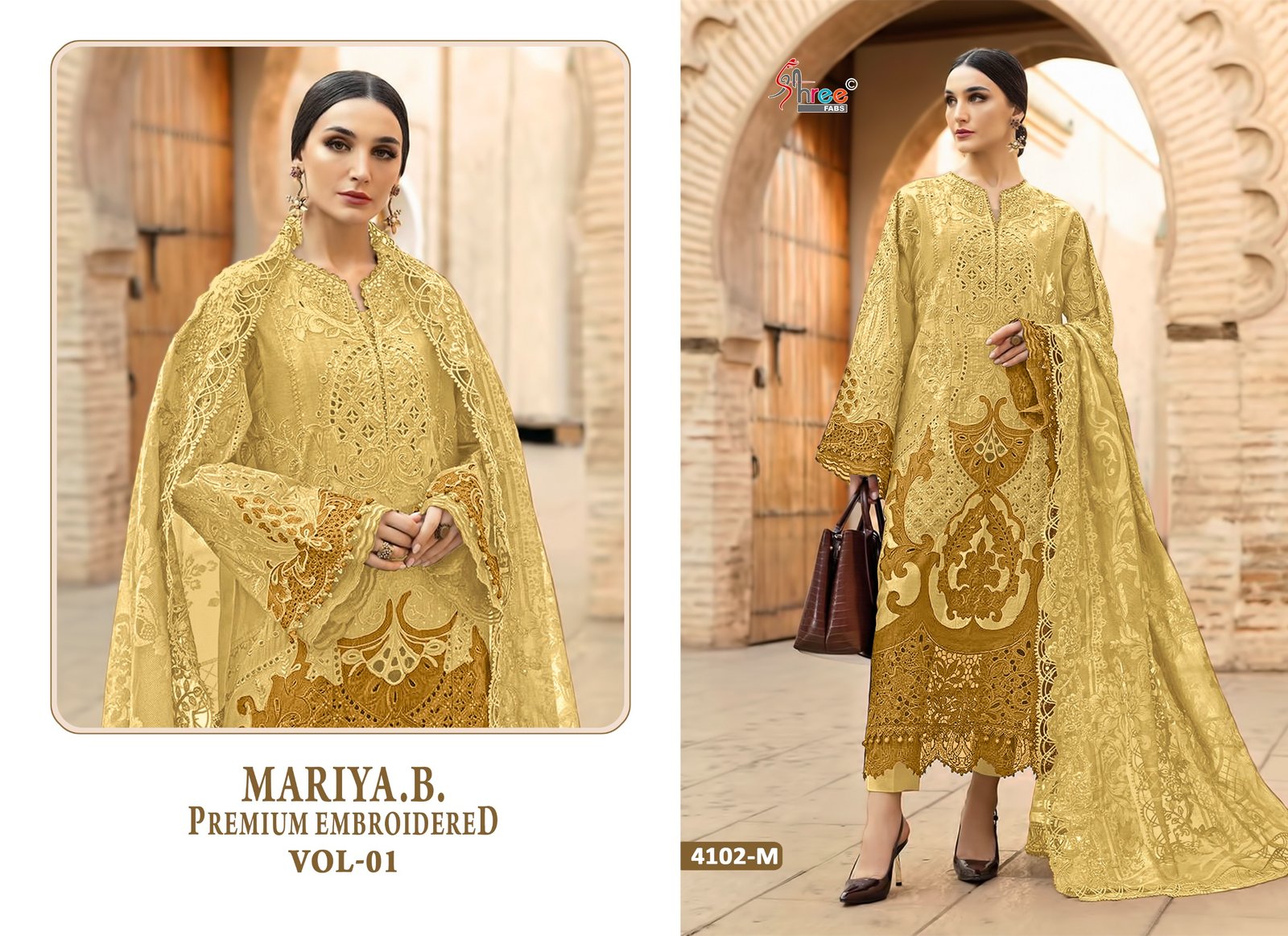 MARIYA B PREMIUM EMBROIDERED VOL 1 JKLM SHREE (Chiffon Dupatta) - Image 4