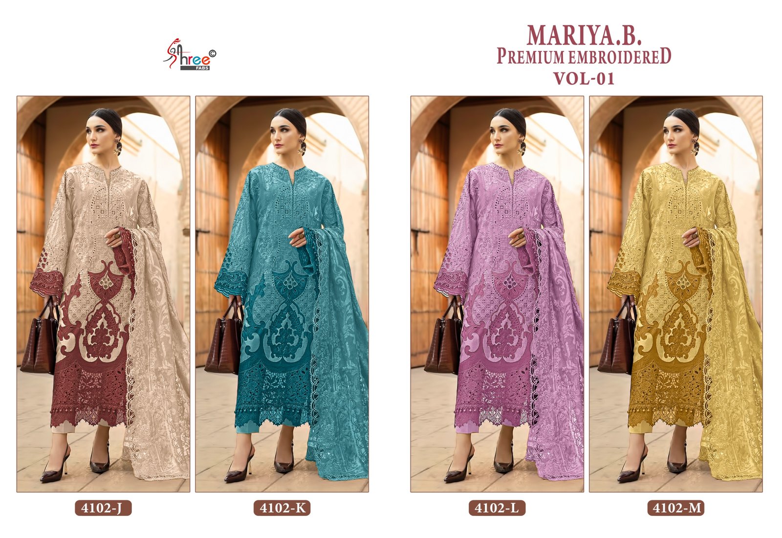 MARIYA B PREMIUM EMBROIDERED VOL 1 JKLM SHREE (Chiffon Dupatta) - Image 5