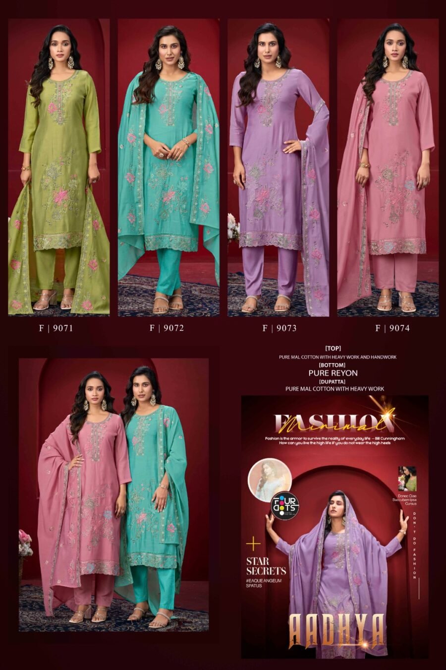 AADHYA FOURDOTS (Cotton dupatta) - Standard Embroidery