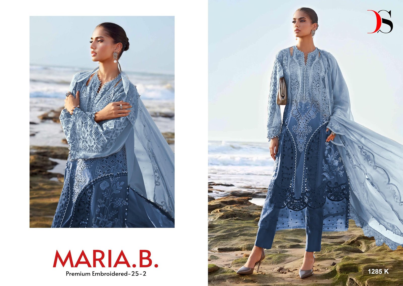 MARIA B PREMIUM EMBROIDERED 25-2 DEEPSY 1285 (Cotton Dupatta) - Image 4