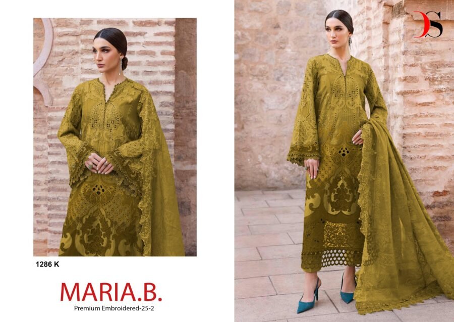 MARIA B PREMIUM EMBROIDERED 25-2 DEEPSY 1286 (Cotton Dupatta ...
