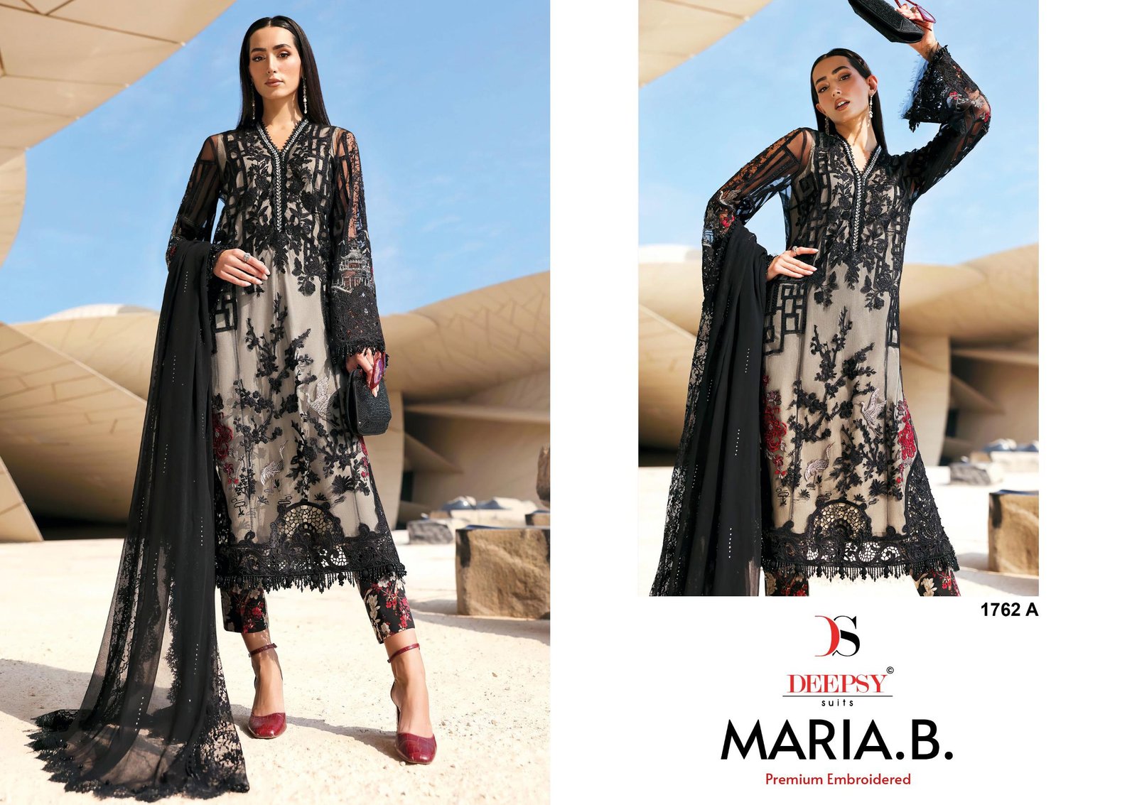 MARIA B PREMIUM EMBROIDERED 3 DEEPSY 1762 (Chiffon Dupatta) - Image 7