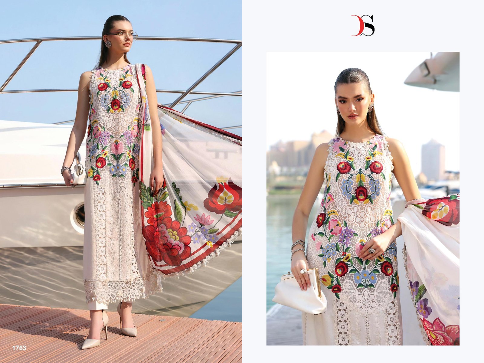 MARIA B PREMIUM EMBROIDERED 3 NX DEEPSY (Cotton Dupatta) - Image 6