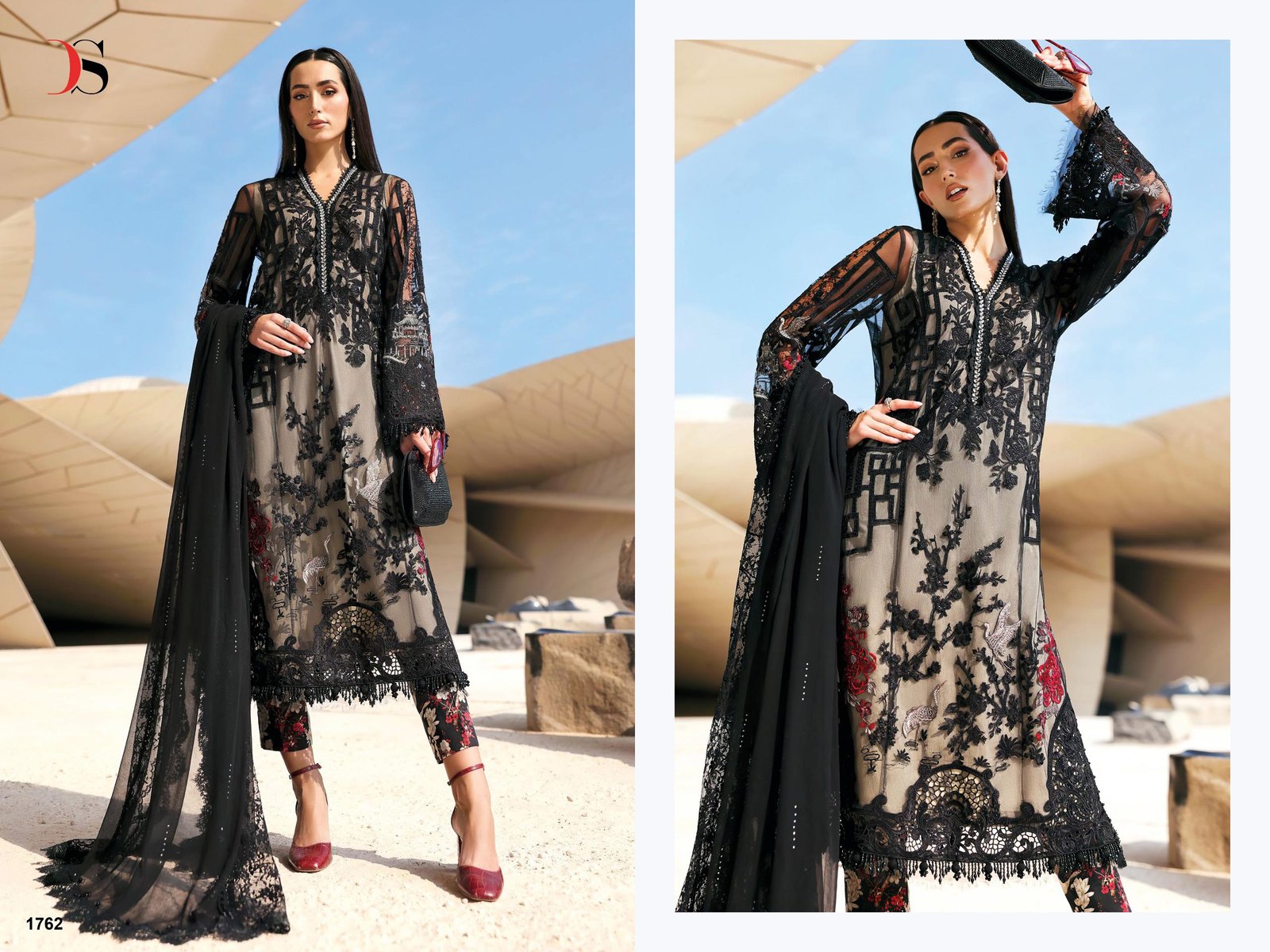 MARIA B PREMIUM EMBROIDERED 3 NX DEEPSY (Cotton Dupatta) - Image 8