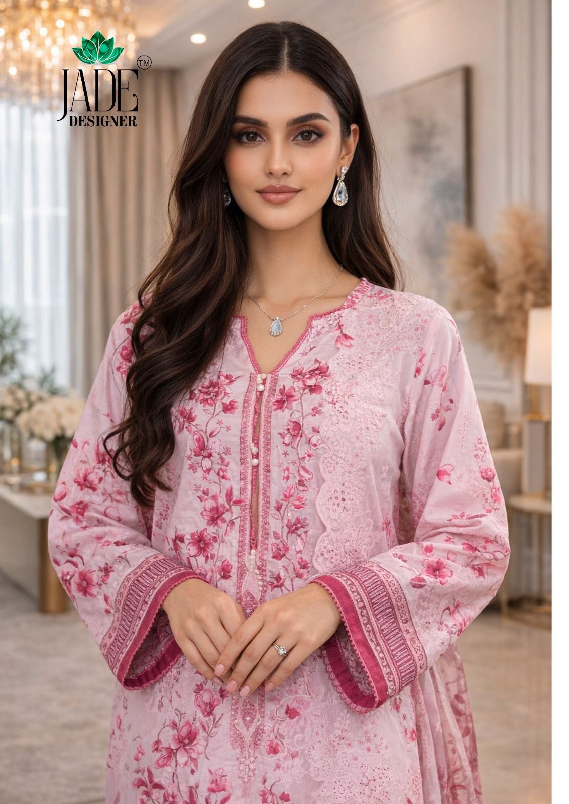 NOOR AHMED VOL 4 HEAVY LAWN COLLECTION JADE (Cotton Dupatta) - Image 10