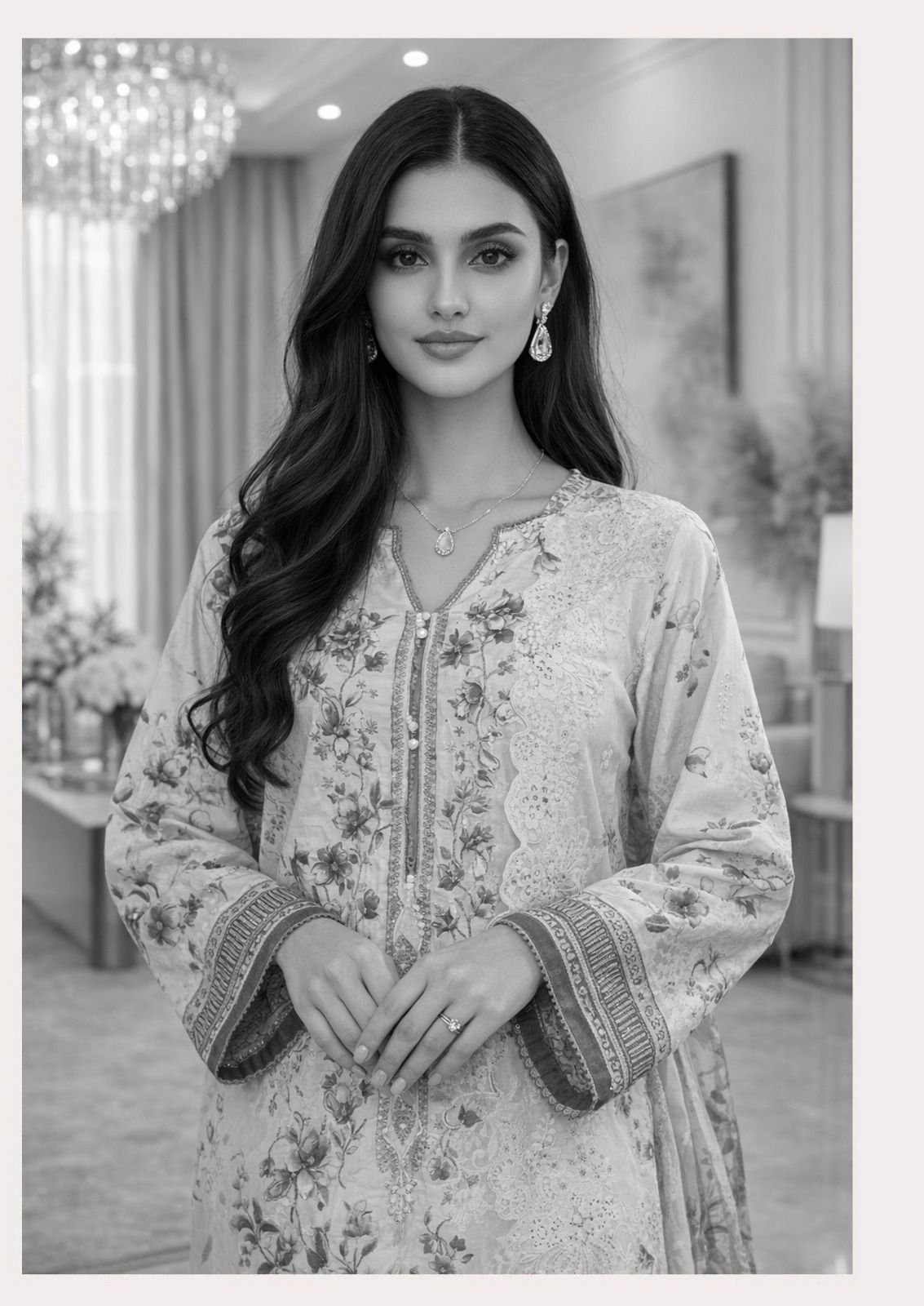 NOOR AHMED VOL 4 HEAVY LAWN COLLECTION JADE (Cotton Dupatta) - Image 12