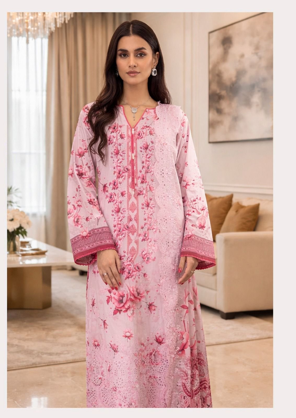 NOOR AHMED VOL 4 HEAVY LAWN COLLECTION JADE (Cotton Dupatta) - Image 13