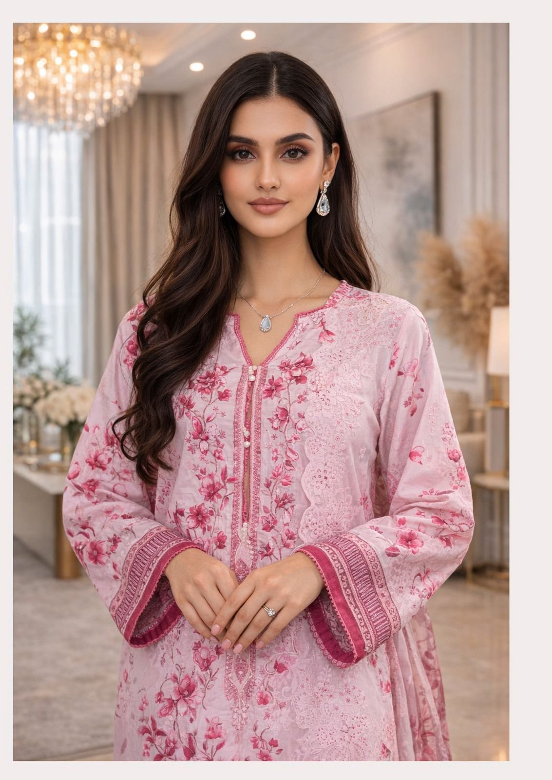 NOOR AHMED VOL 4 HEAVY LAWN COLLECTION JADE (Cotton Dupatta) - Image 7