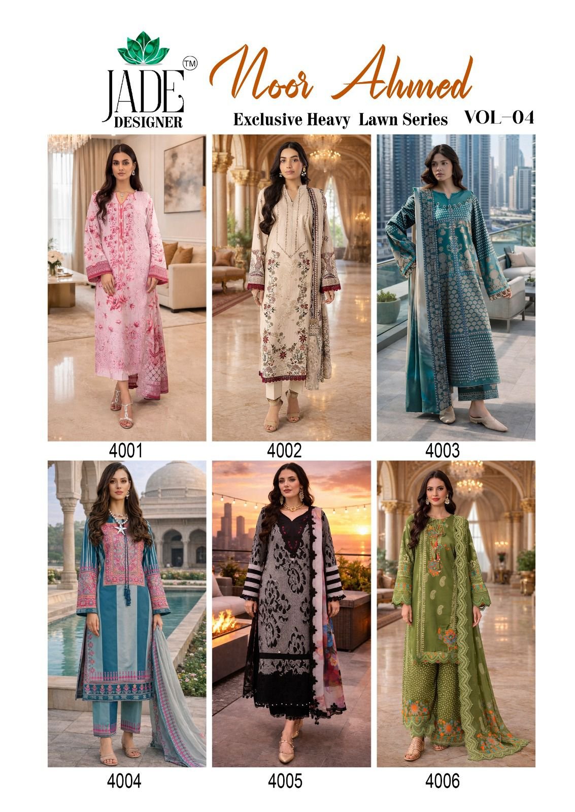 NOOR AHMED VOL 4 HEAVY LAWN COLLECTION JADE (Cotton Dupatta) - Image 9