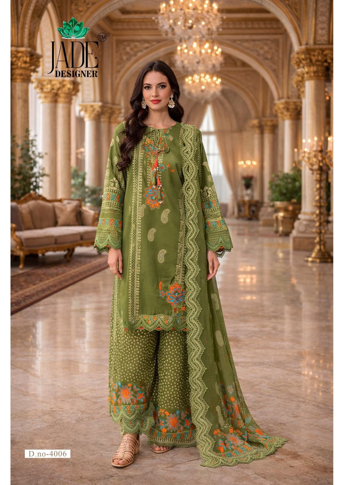NOOR AHMED VOL 4 HEAVY LAWN COLLECTION JADE (Cotton Dupatta) - Image 20