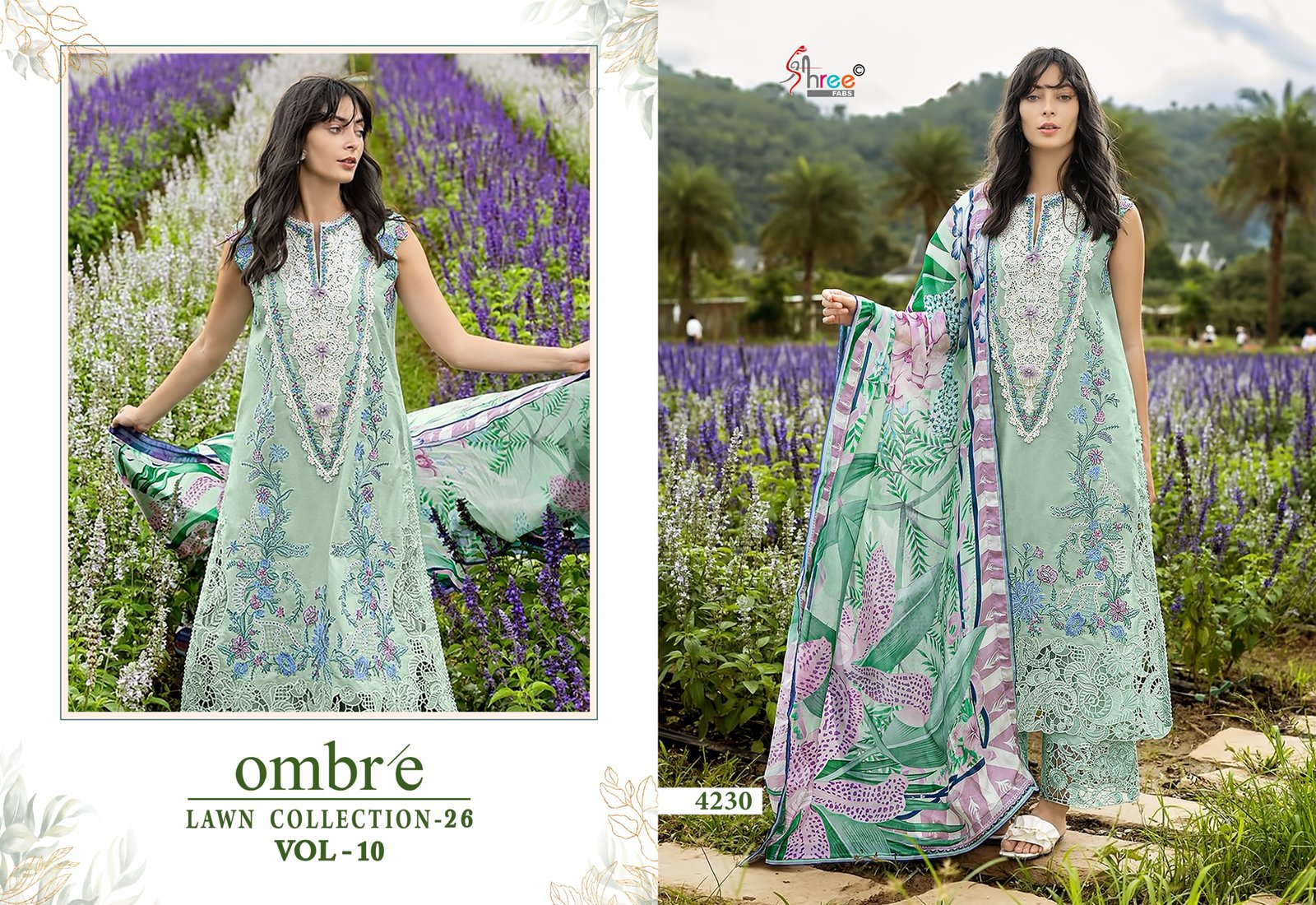 OMBRE LAWN COLLECTION VOL 10 SHREE (Chiffon Dupatta) - Image 9