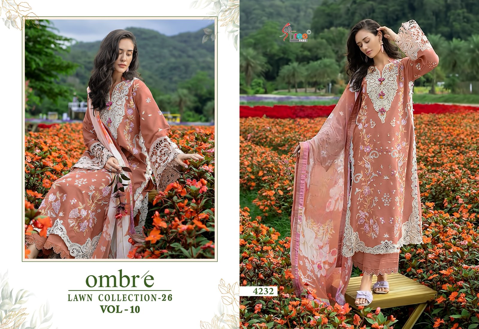 OMBRE LAWN COLLECTION VOL 10 SHREE (Chiffon Dupatta) - Image 5