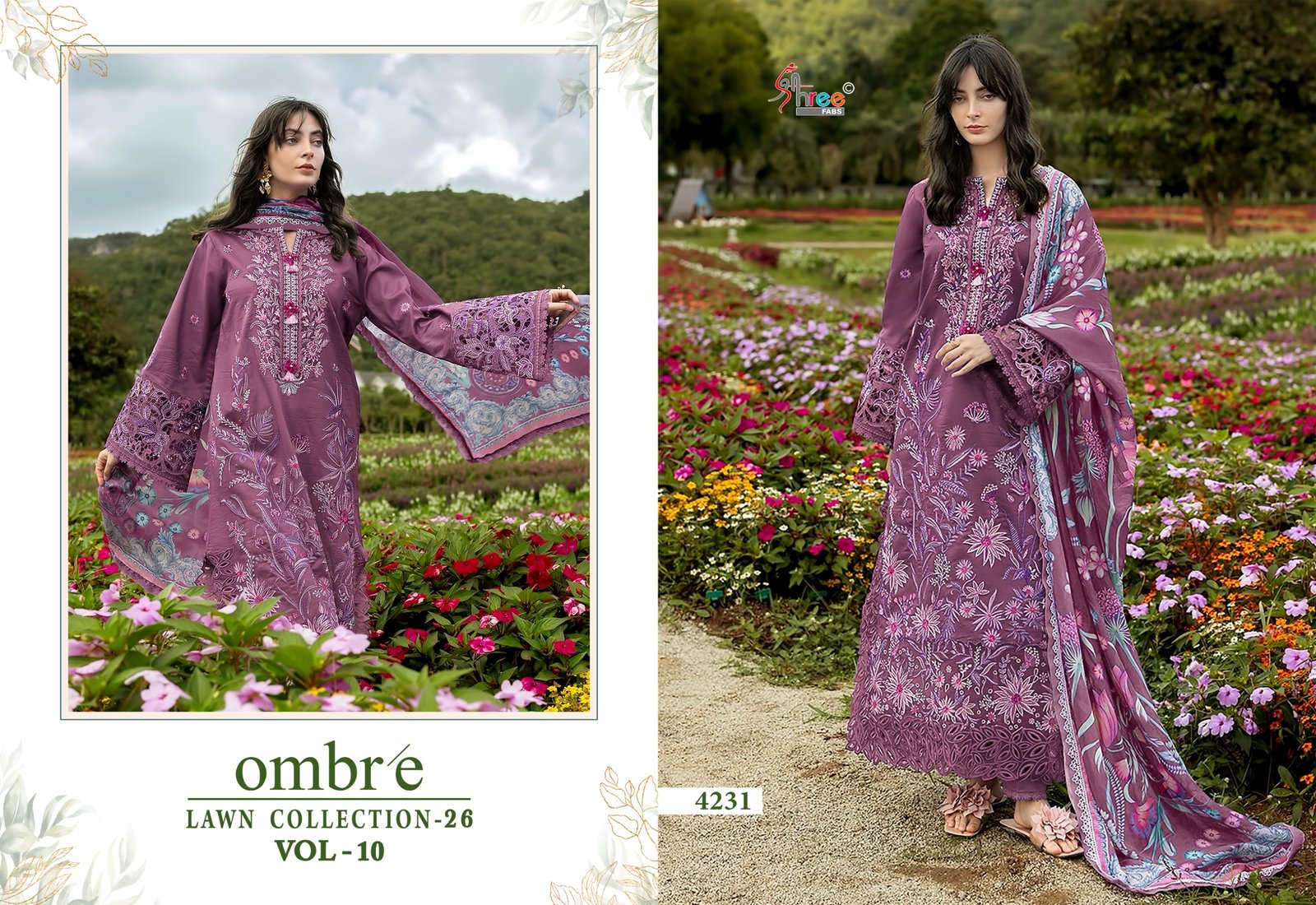 OMBRE LAWN COLLECTION VOL 10 SHREE (Chiffon Dupatta) - Image 3