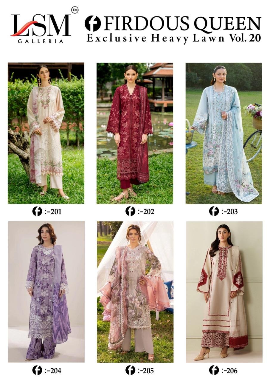 FIRDOUS QUEEN EXCLUSIVE HEAVY LAWN COLLECTION VOL 20 LSM (cotton Dupatta) - Image 12