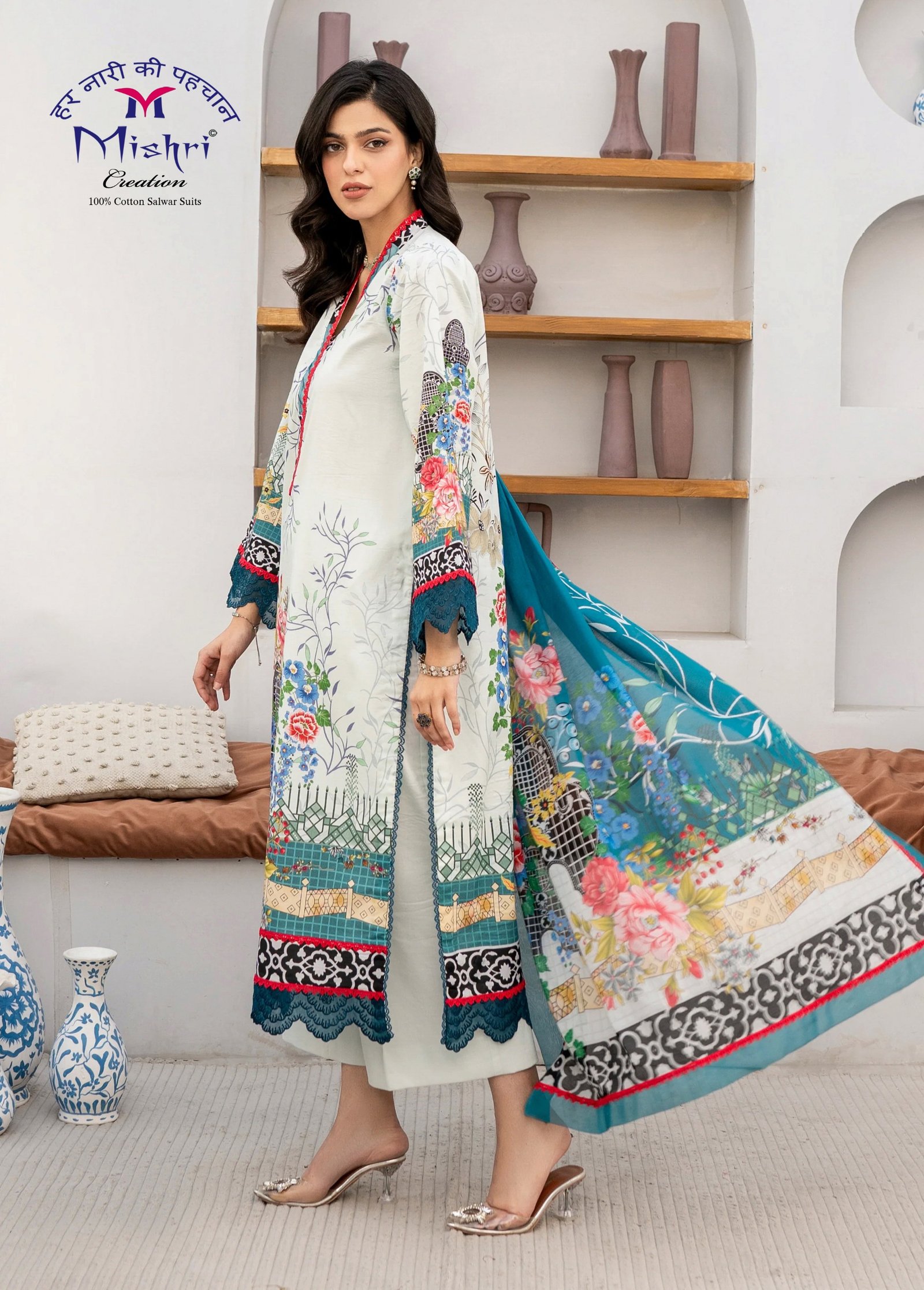 FLORA 8 MISHRI (Cotton Dupatta) - Image 11