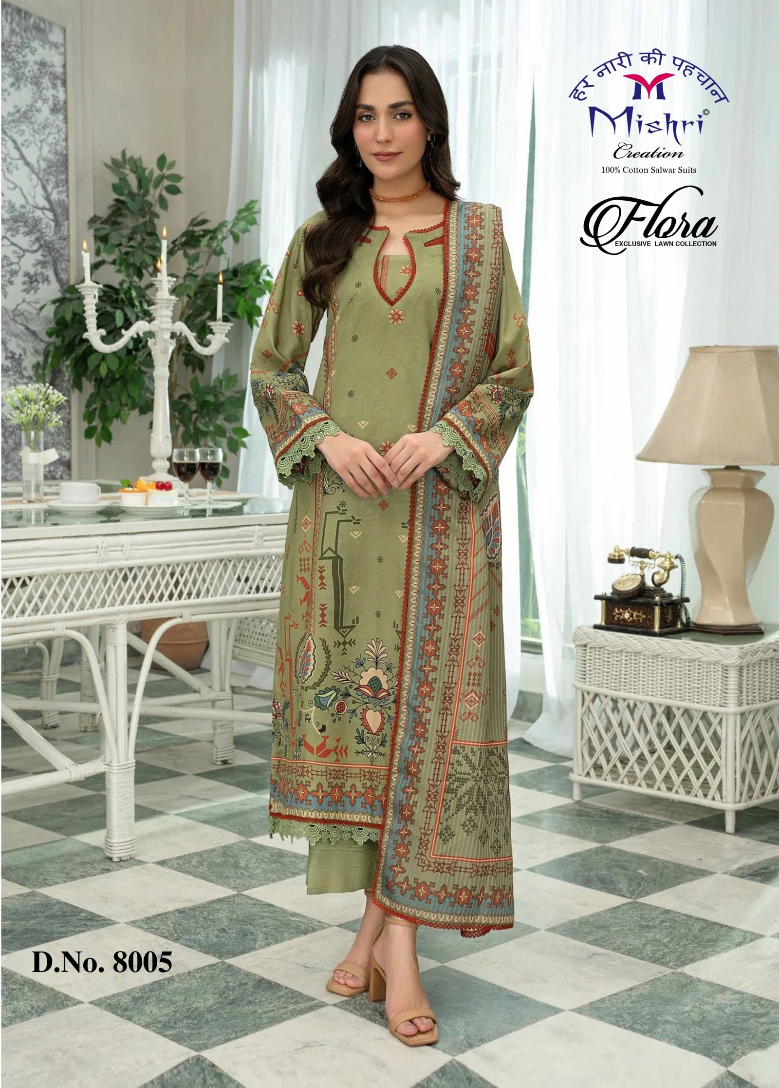 FLORA 8 MISHRI (Cotton Dupatta) - Image 12