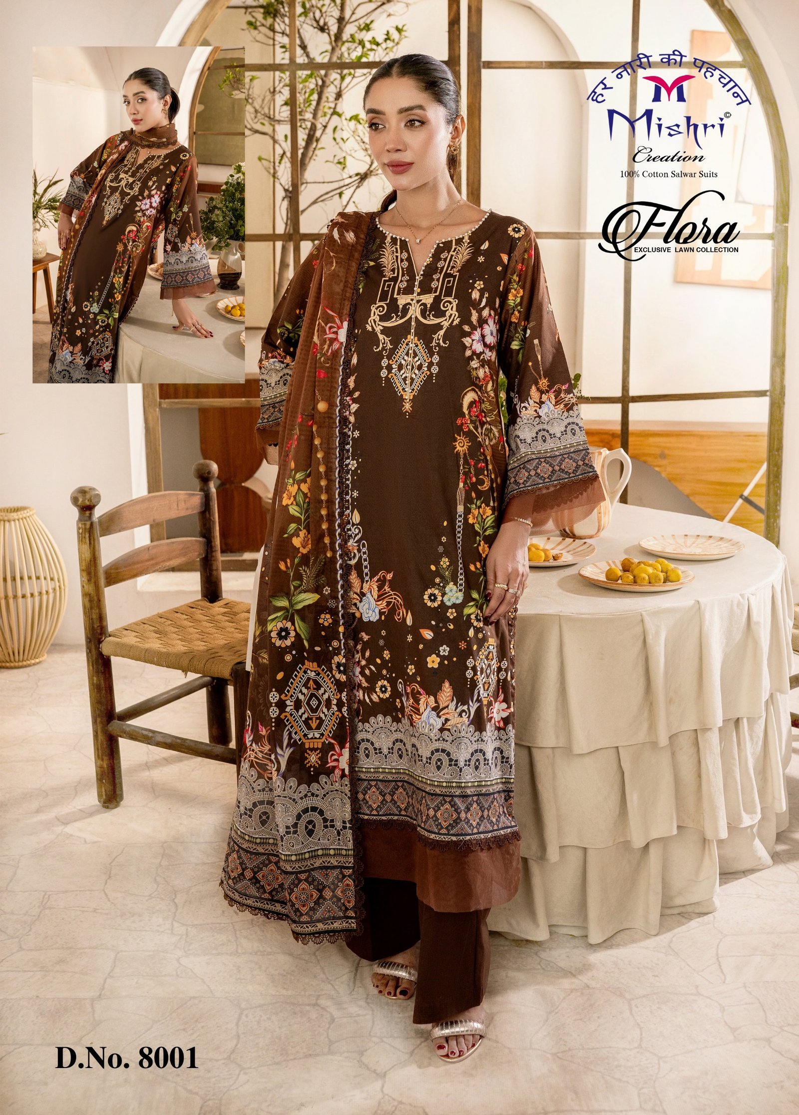 FLORA 8 MISHRI (Cotton Dupatta) - Image 6