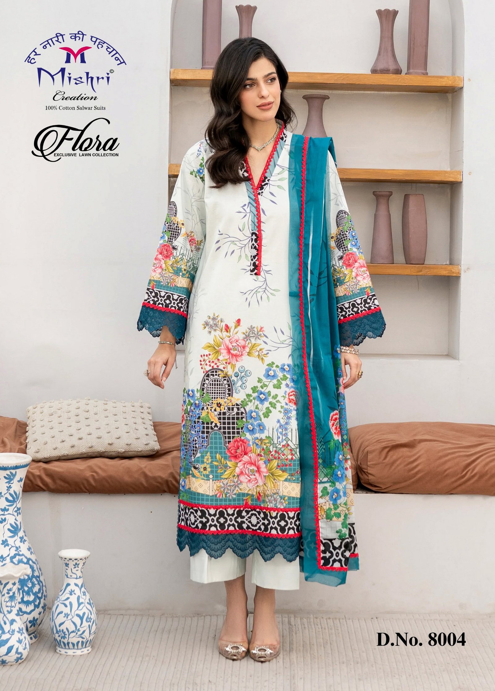 FLORA 8 MISHRI (Cotton Dupatta) - Image 9