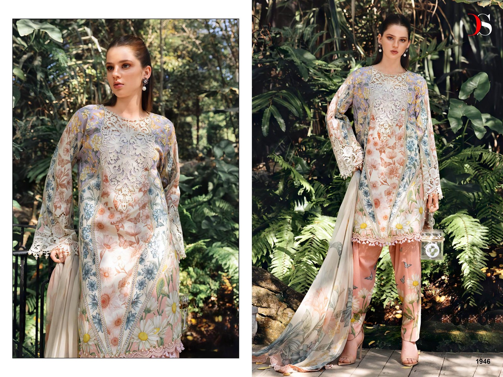 MARIA B MPRINT 6 DEEPSY SUITS(Chiffon Dupatta) - Image 6