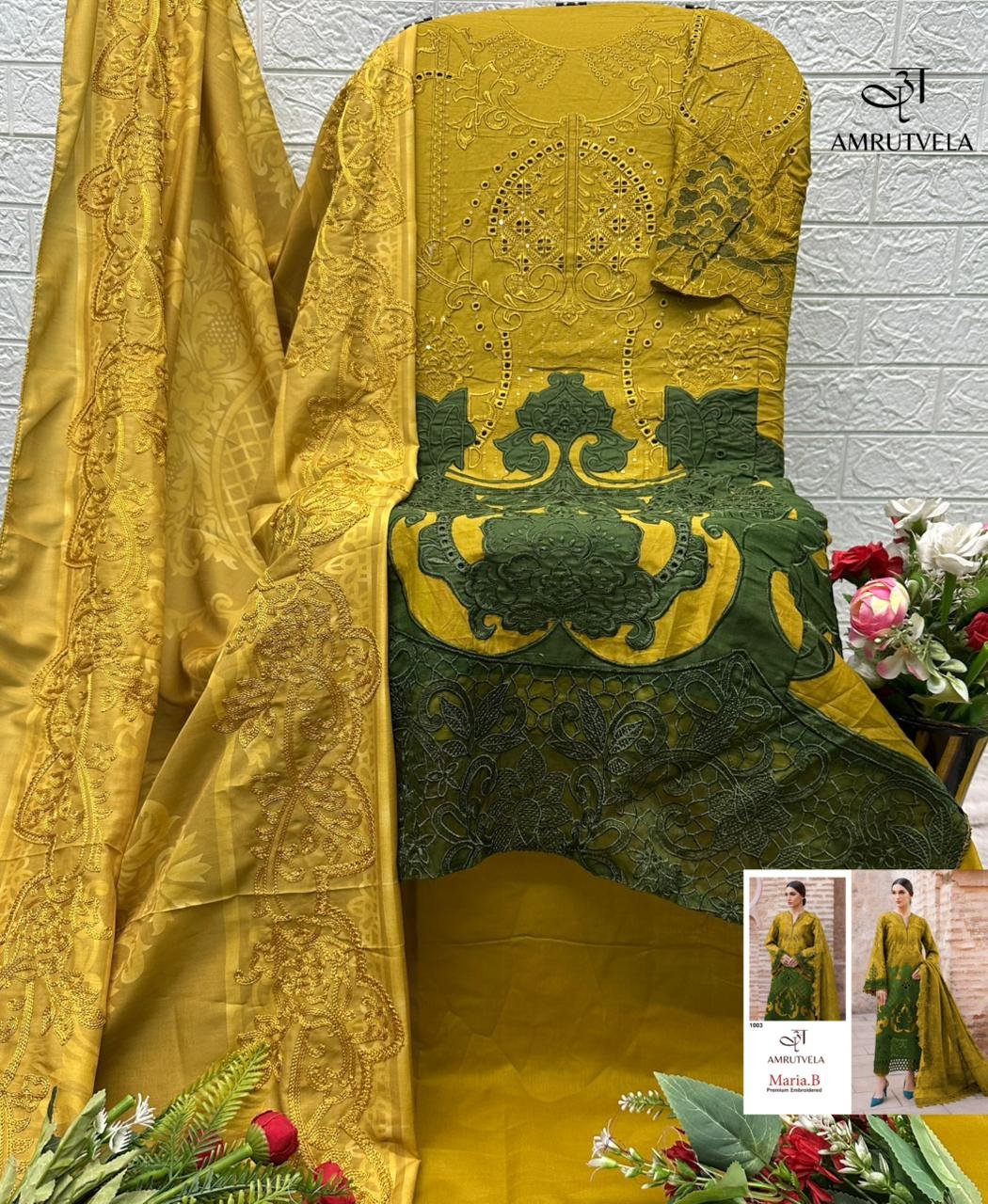 MARIA B PREMIUM EMBROIDERED AMRUTVELA (cotton Dupatta) - Image 6