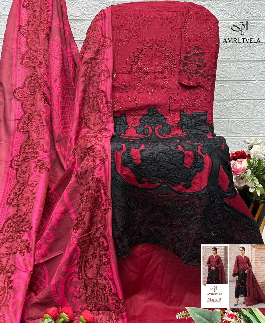 MARIA B PREMIUM EMBROIDERED AMRUTVELA (cotton Dupatta) - Image 8