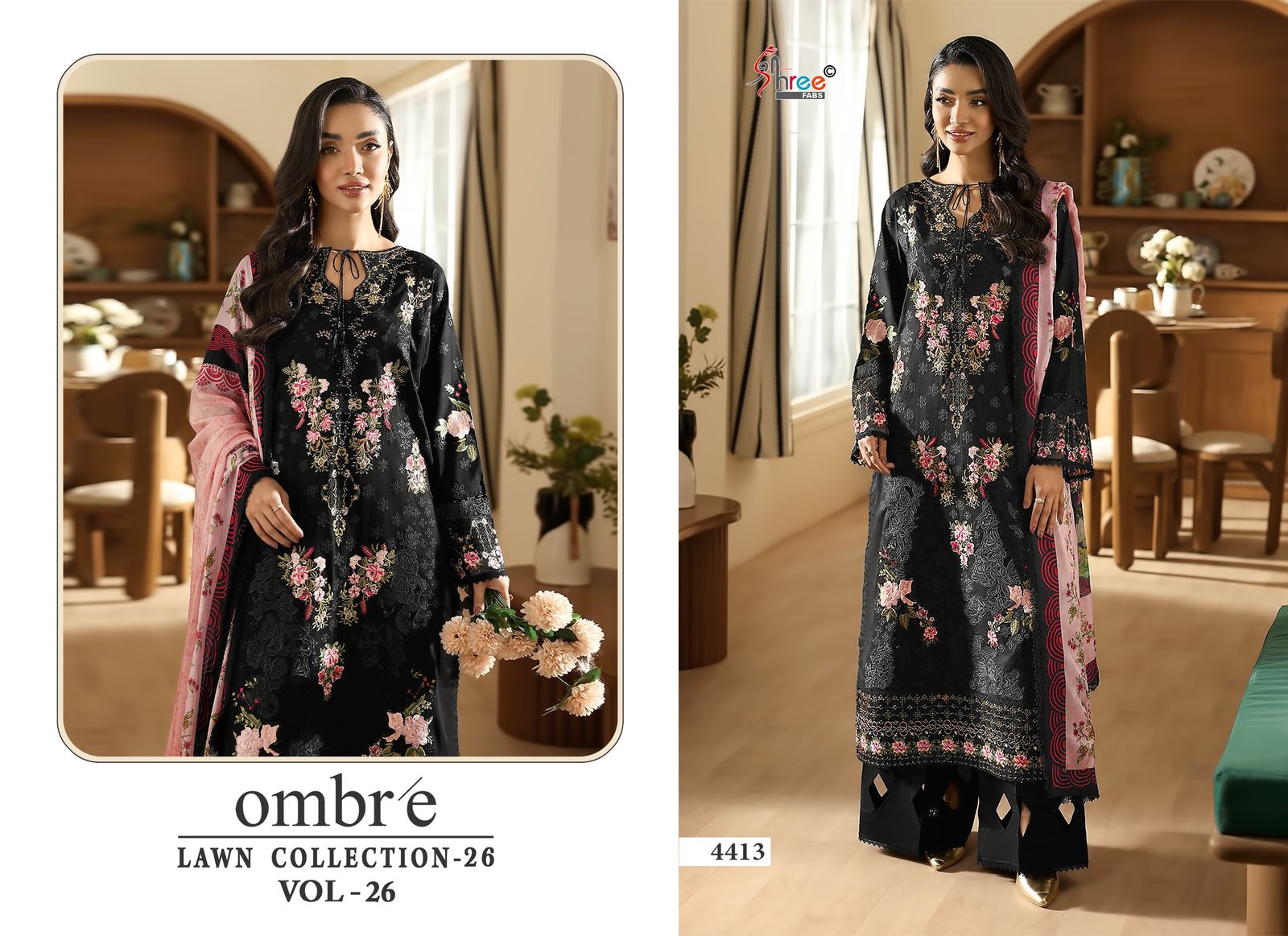 OMBRE LAWN COLLECTION VOL 26 SHREE (cotton Dupatta) - Image 4