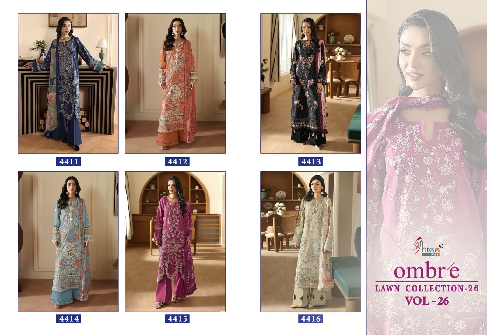 OMBRE LAWN COLLECTION VOL 26 SHREE (cotton Dupatta) - Image 7