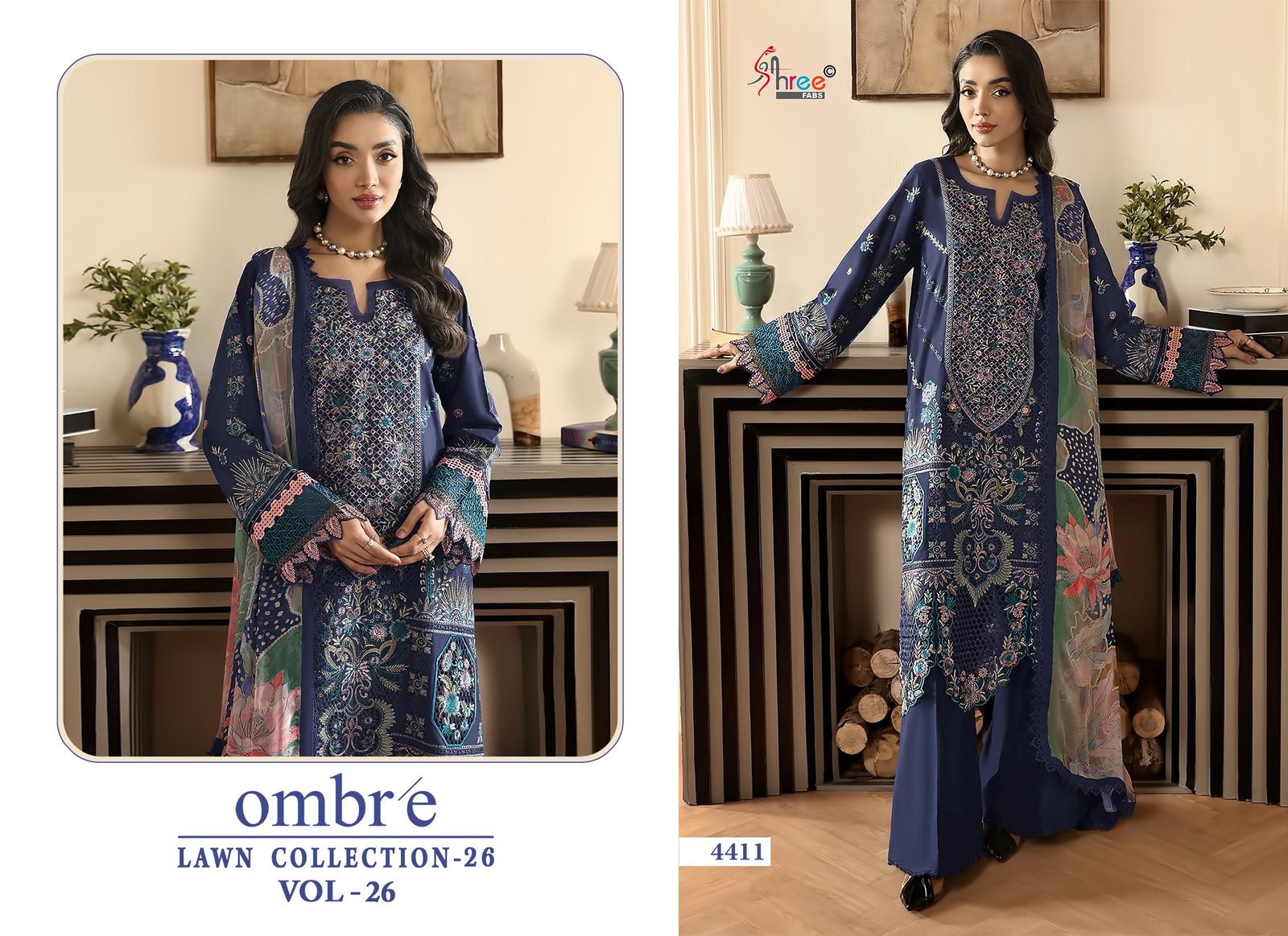 OMBRE LAWN COLLECTION VOL 26 SHREE (cotton Dupatta) - Image 9