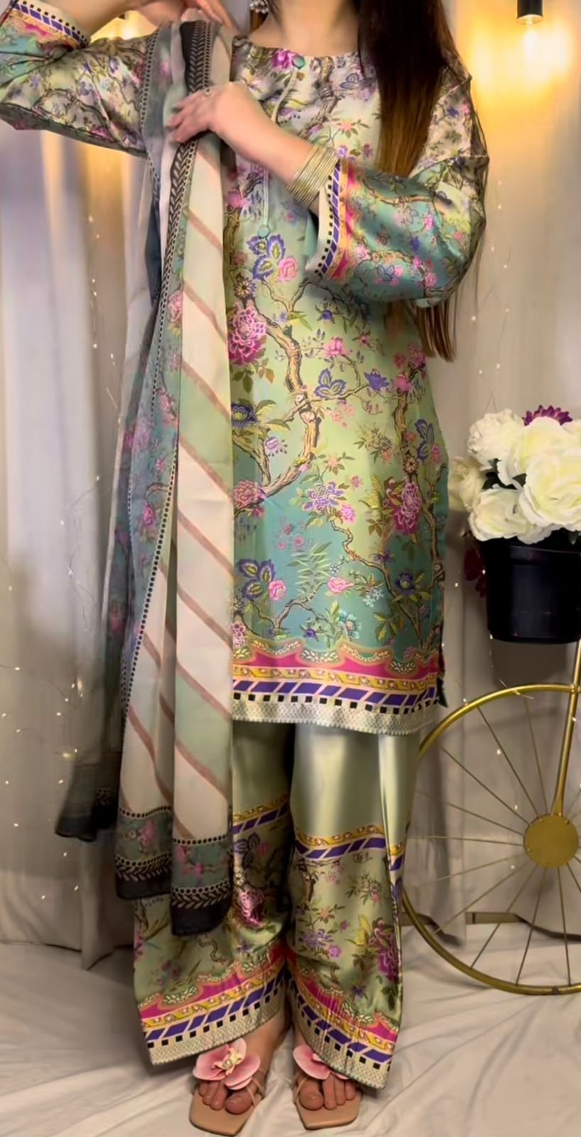 SATIN CRAPE FARSHI SUITS