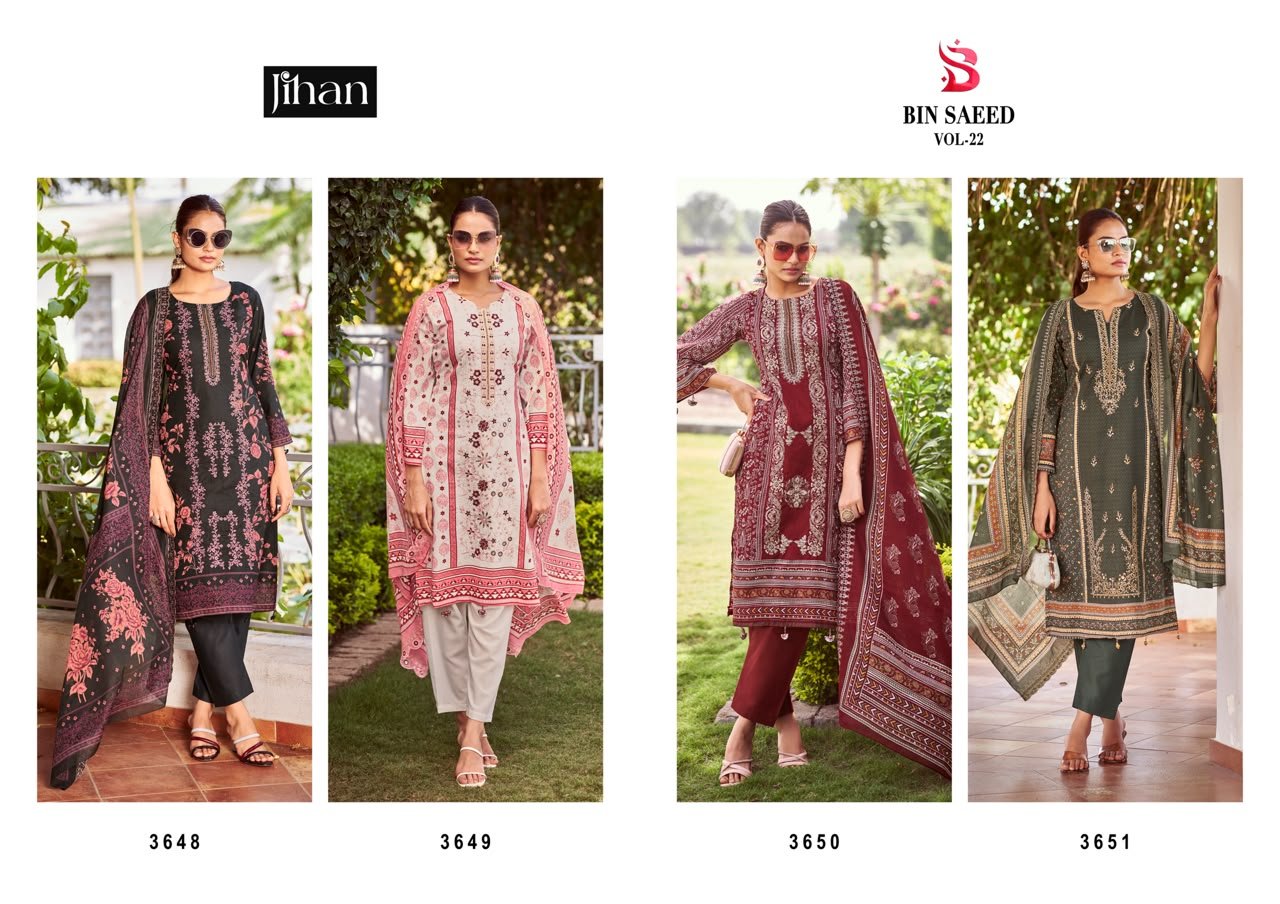 BIN SAEED LAWN COLLECTION VOL 22 JIHAN (cotton Dupatta) - Image 7