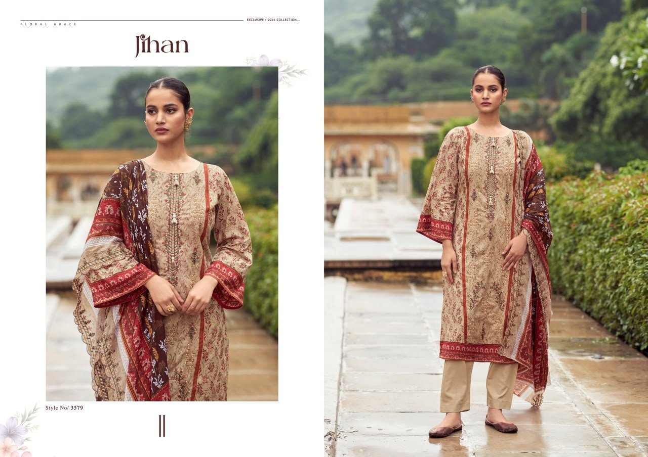 BIN SAEED LAWN COLLECTION VOL 23 JIHAN (cotton Dupatta) ( - Image 4